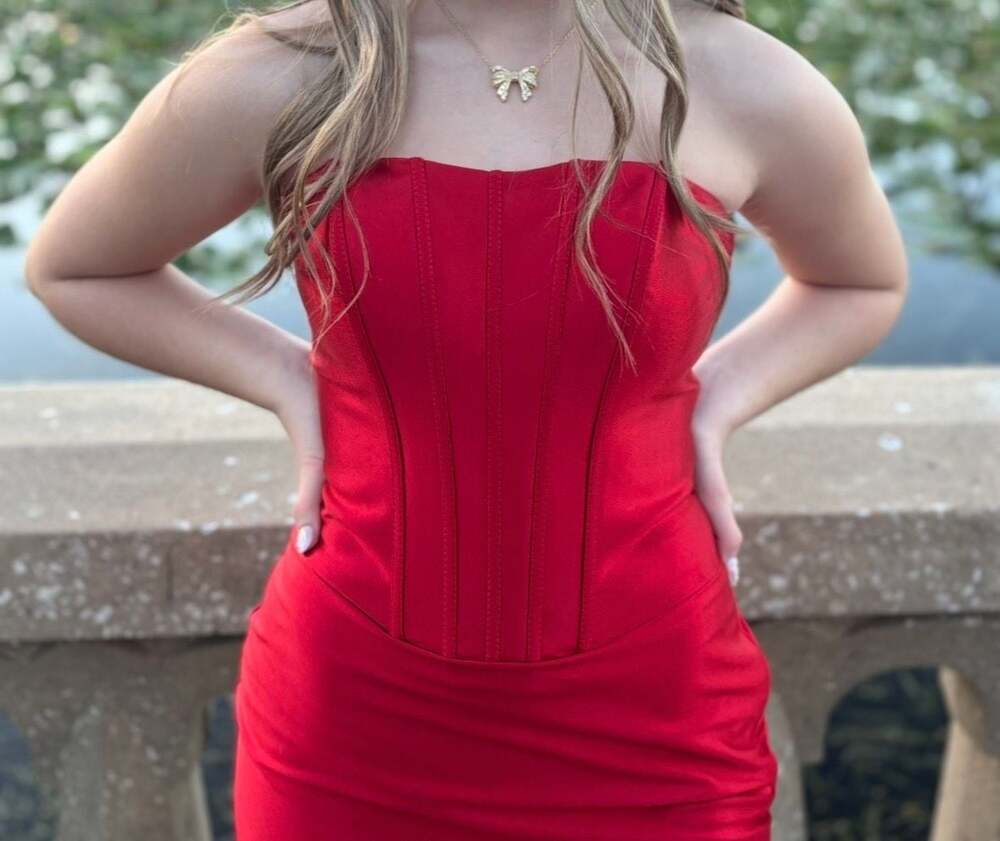 Sophia Thomas Red Strapless Corset Mini Dress